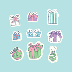 Chrismas gift boxes in pastel color.