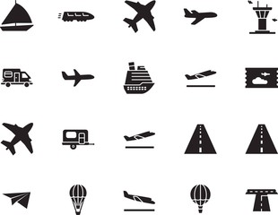 holiday vector icon set such as: rail, architecture, marine, yachting, rv, bullet, arrivals, wagon, shipping, destination, origami, front, sailboat, aeroplane, outdoor, auto, sport, leisure, metro