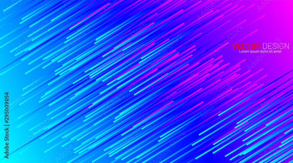 Wall mural colorful abstract diagonal lines on gradient futuristic background. light trails effect