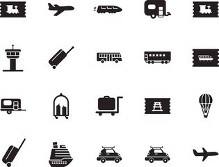 holiday vector icon set such as: ship, terminal, way, hot, station, circle, control, bullet, company, rv, airship, boat, liner, tower, minimal, steel, fun, cruise, aviation, motion, camp, metal