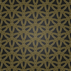 Seamless vector black and golden ornament. Modern golden background. Geometric modern pattern