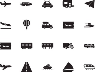 holiday vector icon set such as: yachting, school, race, camper, start, hot, wing, up, arrive, icons, navigation, bus, mail, lifestyle, arrivals, mobile, airship, asphalt, nautical, basket, roadside