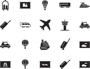 holiday vector icon set such as: sea, way, motion, metal, liner, bullet, controller, control, traffic, recreation, carriage, cruiser, cart, water, shipping, metro, public, hotel, marine, fast, yacht