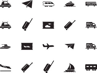 Obraz premium holiday vector icon set such as: locomotive, fast, subway, destination, view, regatta, wind, yachting, metal, icons, sport, motion, aeroplane, landing, high, liner, school, way, steel, cruiser