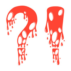 Question mark and exclamation punctuation point set. Liquid dripping, cartoon style.