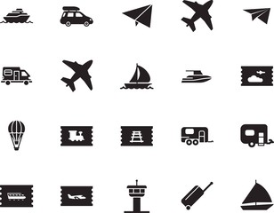 holiday vector icon set such as: high, lifestyle, water, shipping, tower, pictogram, vessel, balloon, architecture, wheel, airship, hot, minimal, motorhome, camp, rv, leisure, company, building, grey