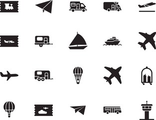 holiday vector icon set such as: off, sport, liner, nautical, industry, locomotive, controller, bus, shipping, terminal, airliner, template, delivery, silver, railway, access, train, yachting, wind