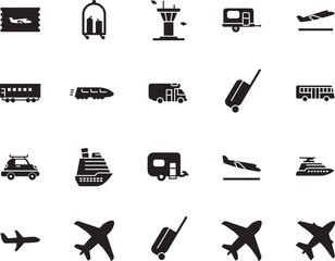 holiday vector icon set such as: building, track, motorhome, high, off, activity, terminal, control, ship, up, liner, sketch, vessel, station, trolley, controller, marine, briefcase, side, bullet