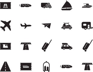 holiday vector icon set such as: sailboat, action, leisure, mail, wave, hotel, sea, wind, van, sail, luxury, mobile, yachting, minimal, airport, nautical, camper, trolley, traveler, art, activity