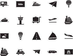holiday vector icon set such as: metro, truck, building, departures, camper, street, arrive, front, destination, road, cart, modern, vessel, automobile, bullet, auto, map, sport, box, tower, race