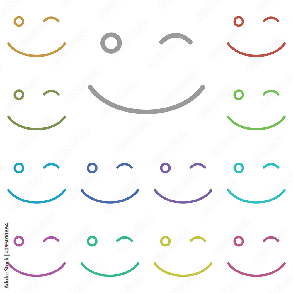Poster winking, face multi color icon. simple thin line, outline vector of emotion icons for ui and ux, web