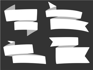 Set of different ribbons in cartoon style. Template for price tag, discount message text, poster. Vector image.