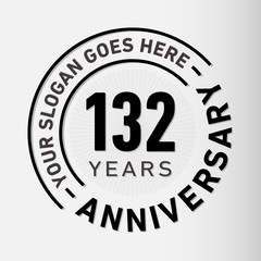 132 years anniversary logo template. One hundred and thirty-two years celebrating logotype. Vector and illustration.