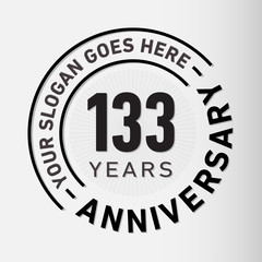 133 years anniversary logo template. One hundred and thirty-three years celebrating logotype. Vector and illustration.