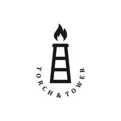 torch logo template, tower design vector creative concept idea idea