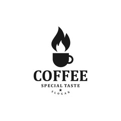 coffee and fire logo template,design vector creative concept idea idea
