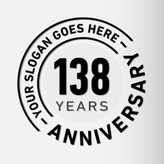 138 years anniversary logo template. One hundred and thirty-eight years celebrating logotype. Vector and illustration.