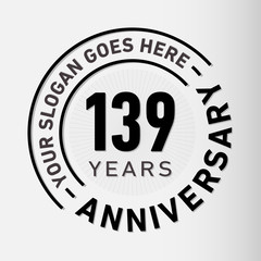 Fototapeta premium 139 years anniversary logo template. One hundred and thirty-nine years celebrating logotype. Vector and illustration.