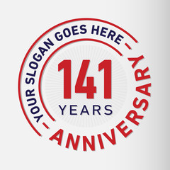 141 years anniversary logo template. One hundred and forty-one years celebrating logotype. Vector and illustration.