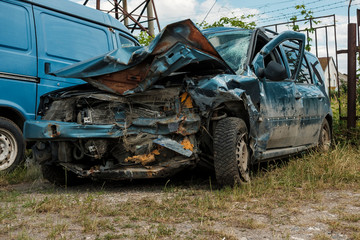 Fototapeta na wymiar Car damaged by accident