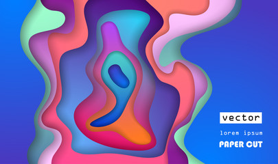 Colorful 3D abstract background with paper cut shapes