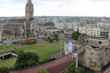 rampart and saint-pierre church in caen in normandy (france)