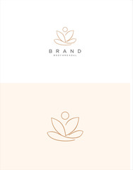 Fototapeta premium Lotus Yoga Logo Design Inspiration . Meditation Lotus Yoga Logo Design
