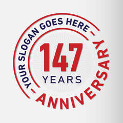 147 years anniversary logo template. One hundred and forty-seven years celebrating logotype. Vector and illustration.