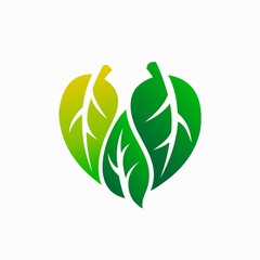 leaf logo that formed love concept