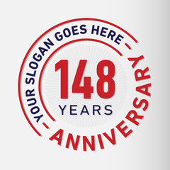 148 years anniversary logo template. One hundred and forty-eight years celebrating logotype. Vector and illustration.
