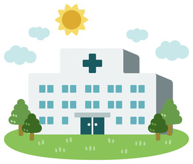 Fototapeta na wymiar Hospital / grass and sky