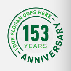 153 years anniversary logo template. One hundred and fifty-three years celebrating logotype. Vector and illustration.