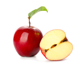 Tasty ripe apples on white background