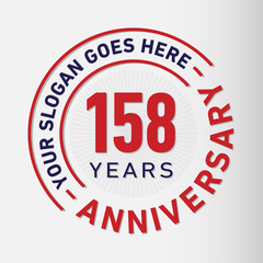 158 years anniversary logo template. One hundred and fifty-eight years celebrating logotype. Vector and illustration.