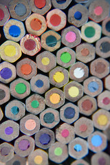 selective focus on the back side of pencils