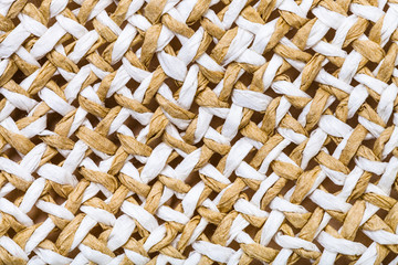 detail of straw hat from interwoven toyo fibers
