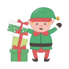 helper with stacked gift boxes decoration merry christmas