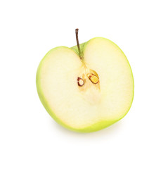 Half of fresh ripe apple on white background