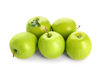 Fresh ripe apples on white background