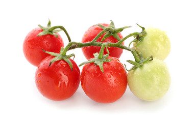 Fresh tomatoes on white background