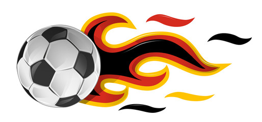 soccer ball on fire with germany flag. illustration © doom.ko