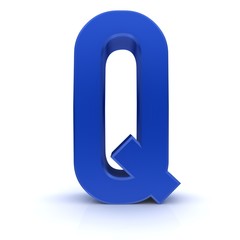 Q letter blue sign 3d