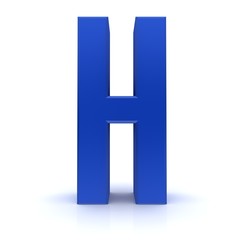 H letter blue sign 3d