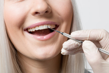 close up of examination at the dentist