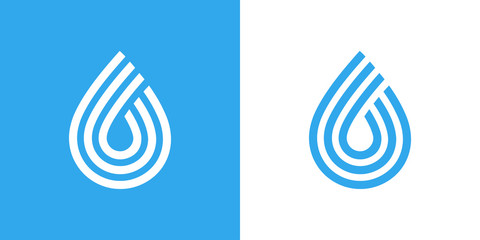 Logotipo con gota de agua de líneas paralelas en azul y blanco © teracreonte