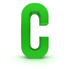 C letter 3d green sign character type alphabet text