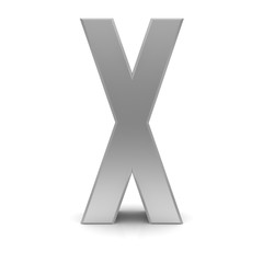 Obraz premium letter X silver text sign alphabet character 3d render font isolated on white