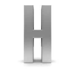 letter H silver text sign alphabet character 3d render font isolated on white