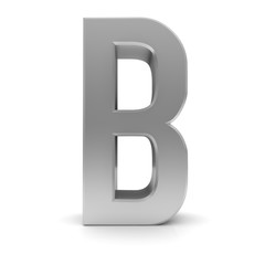 letter b silver text sign alphabet character 3d render font isolated on white