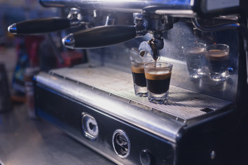 Espresso machine brewing a coffee
